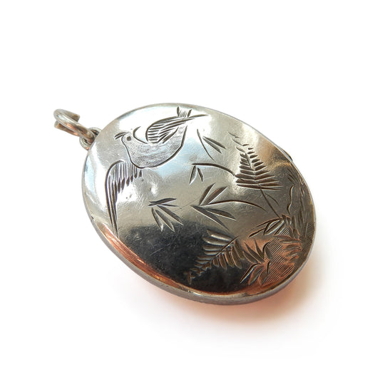 Victorian Sterling Silver Aesthetic Period Swallow Locket
