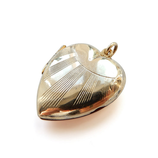 Vintage 9ct Gold on Silver Sunburst Heart Locket