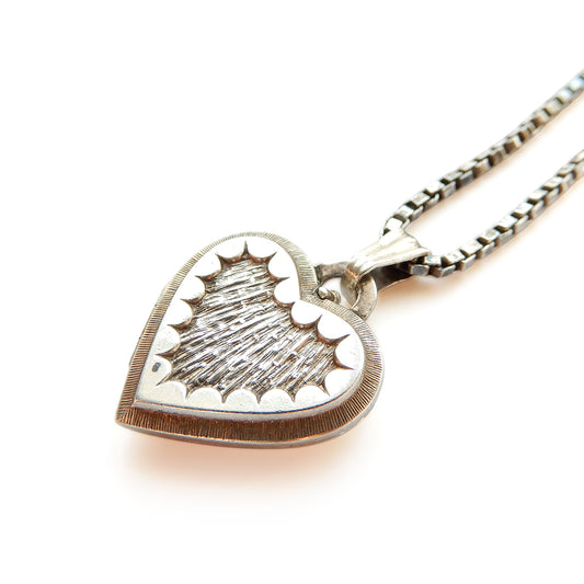 Vintage Sterling Silver K&L Heart Locket with 18inch Box Chain