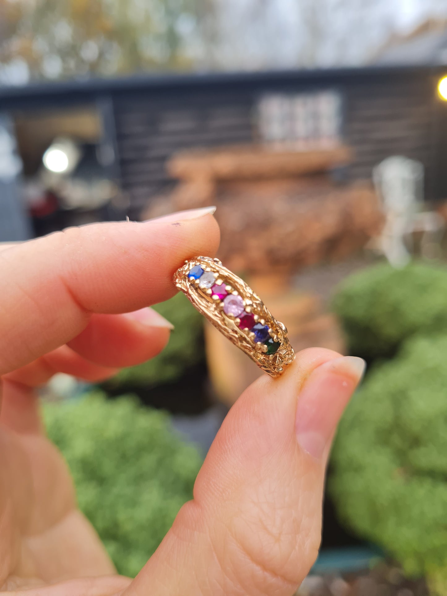 Custom Listing 10ct Gold Multi Gem Ring with Re-Sizing