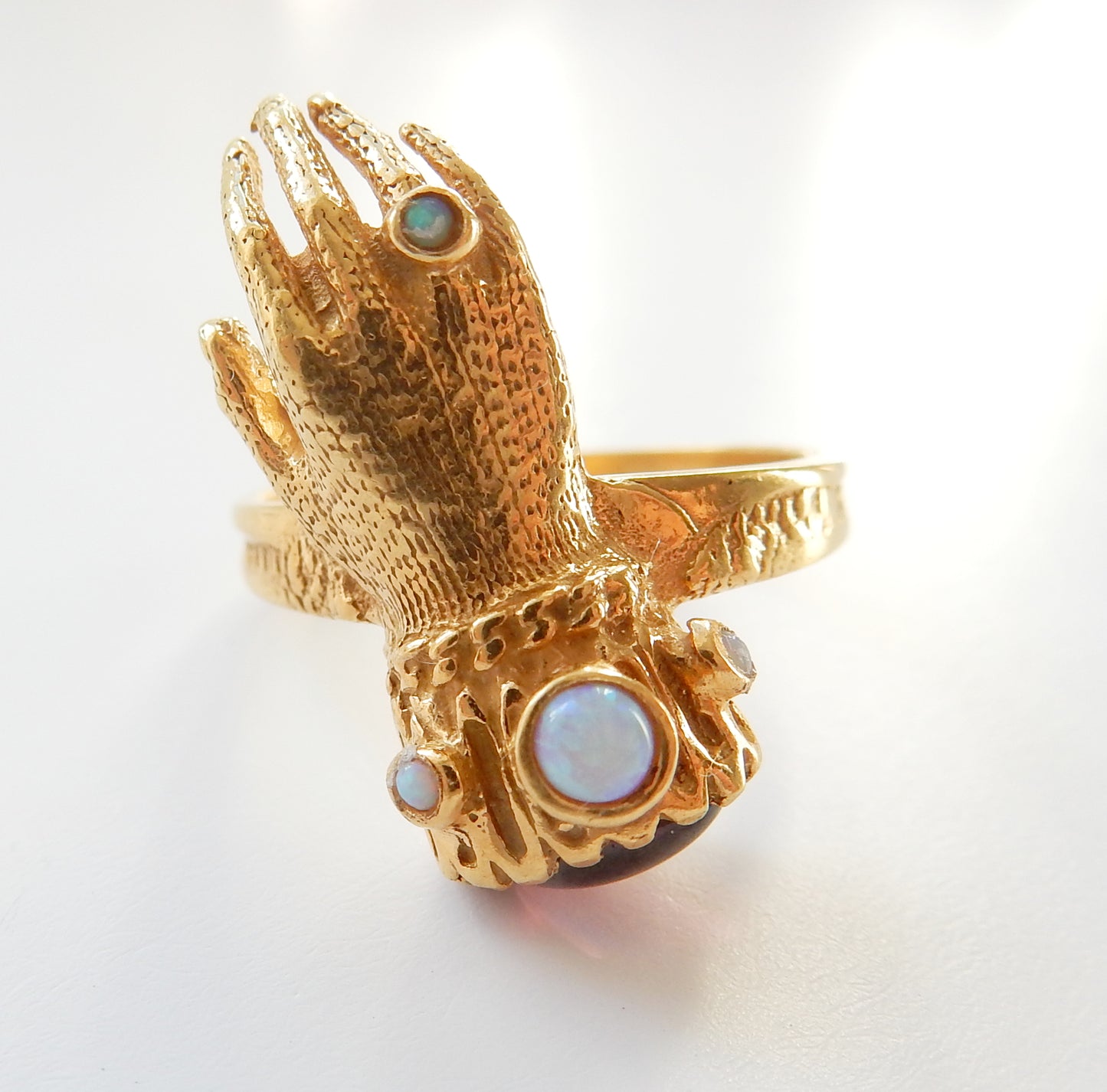 Victorian Style Opal & Garnet Figa Hand Ring