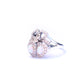 Sterling Silver Opal Cubic Zirconia Double Heart Victorian Style Ring