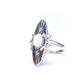 Sterling Silver Opal & Blue Enamel Navette Ring