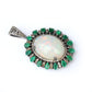 Large Sterling Silver Opal Emerald & Diamond Encrusted Pendant
