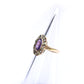9ct Gold Amethyst Peridot & Pearl Suffragette Style Ring