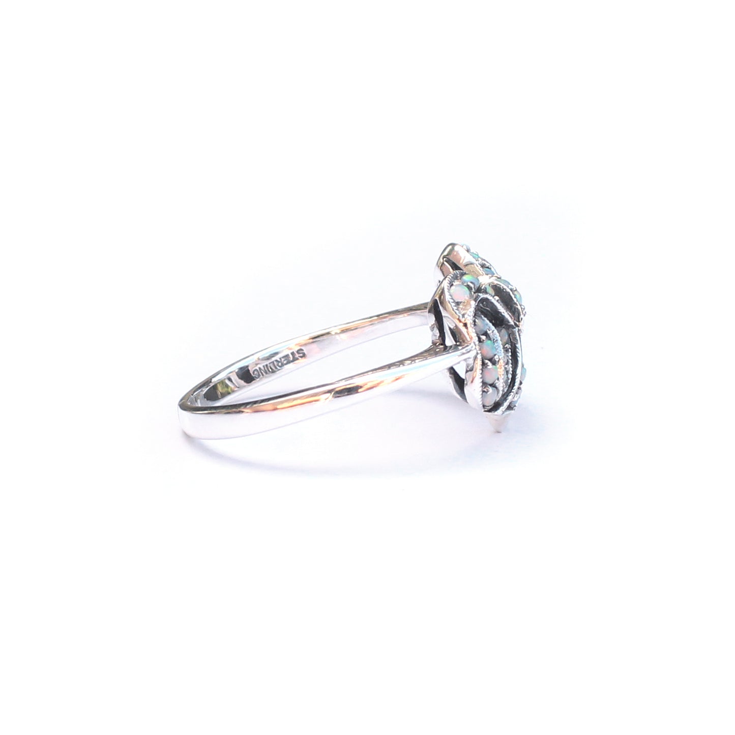 Sterling Silver Opal Ribbon Ring