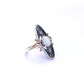 Sterling Silver Opal & Blue Enamel Navette Ring