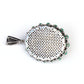 Large Sterling Silver Opal Emerald & Diamond Encrusted Pendant