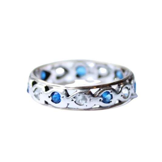 Vintage 9ct White Gold Sapphire Band