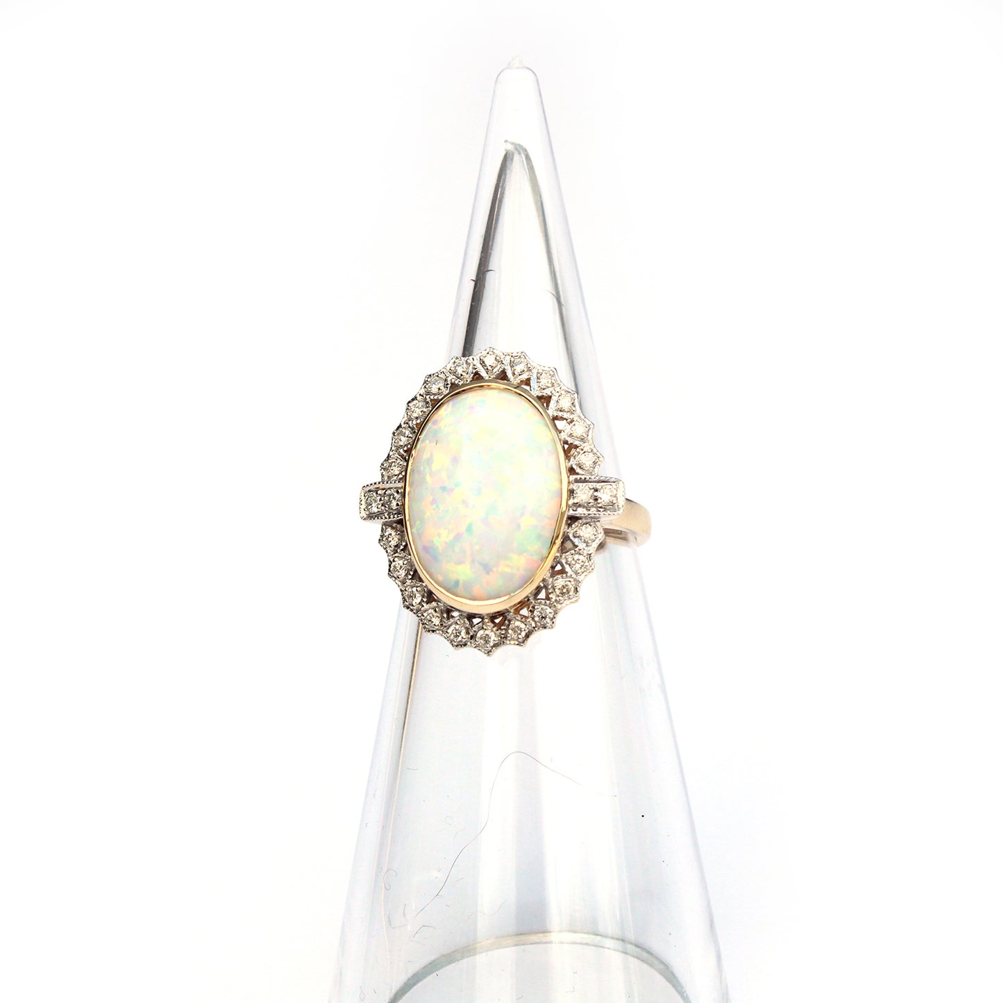 Impressive 9ct Gold Opal & Diamond Halo Ring