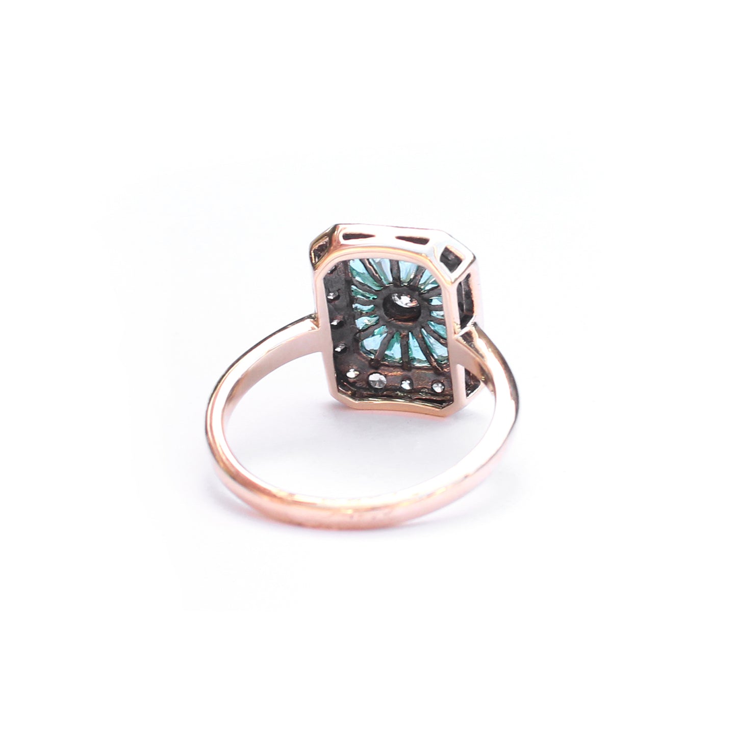 9ct Gold Emerald & Diamond Panel Ring
