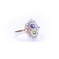Sterling Silver Opal Peridot & Amethyst Suffragette Style Ring