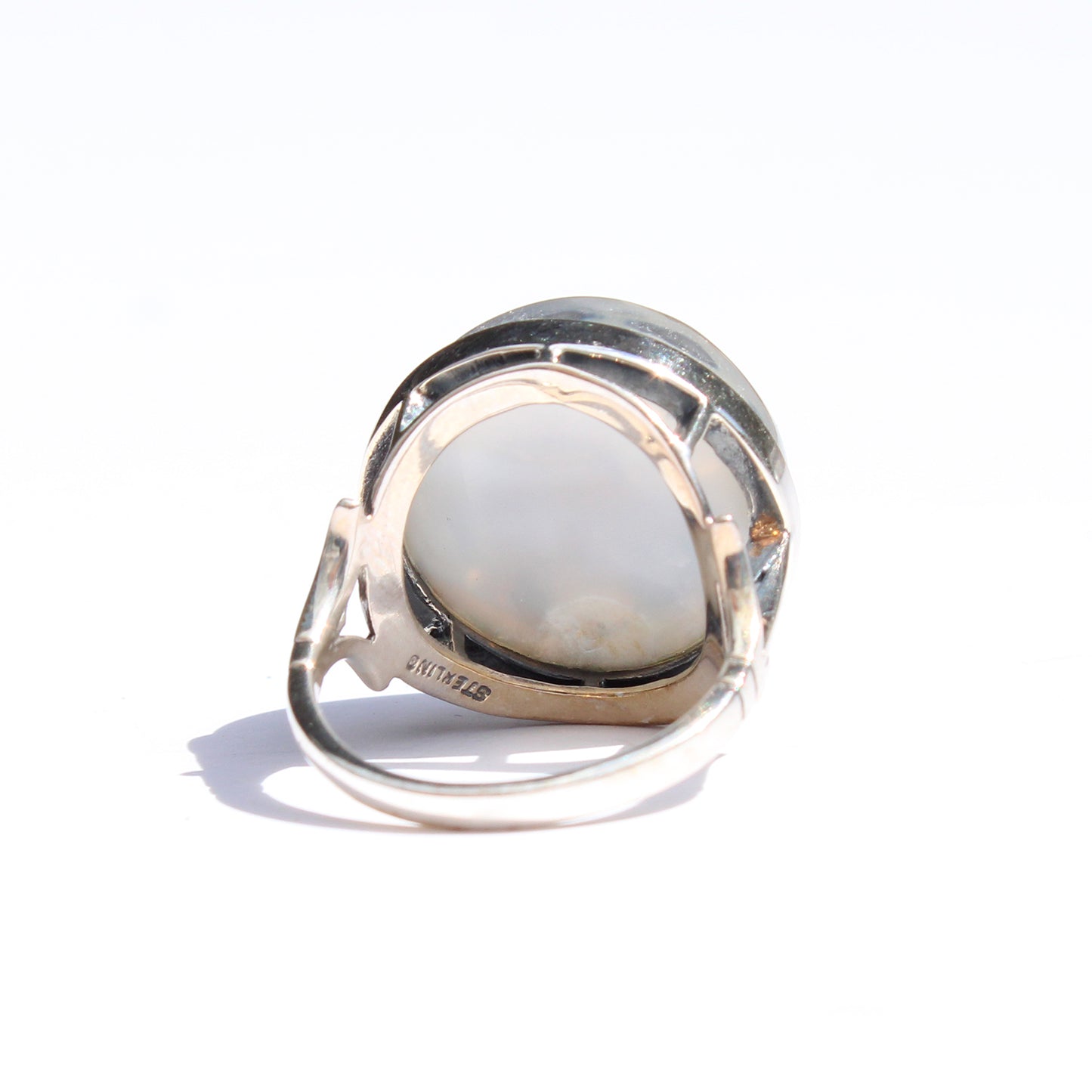 Vintage Sterling Silver Essex Crystal Ring with Spaniel Dog