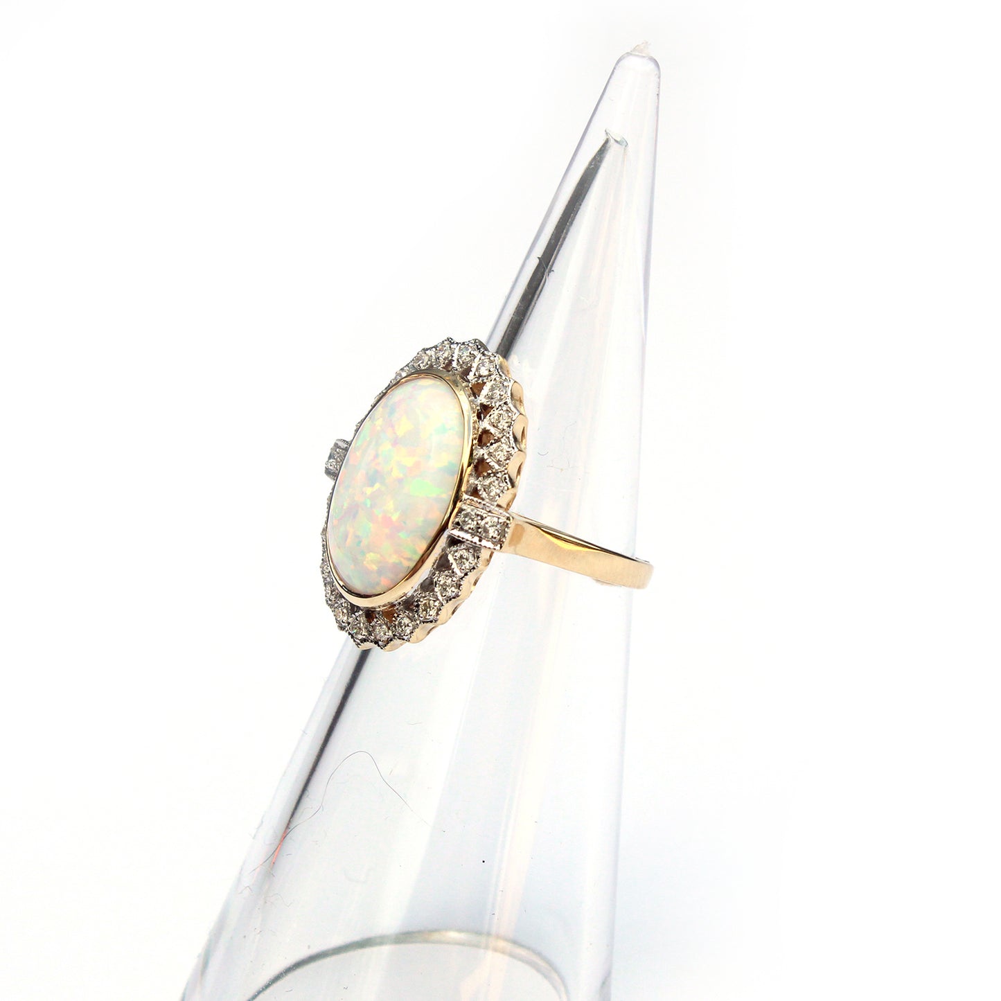 Impressive 9ct Gold Opal & Diamond Halo Ring