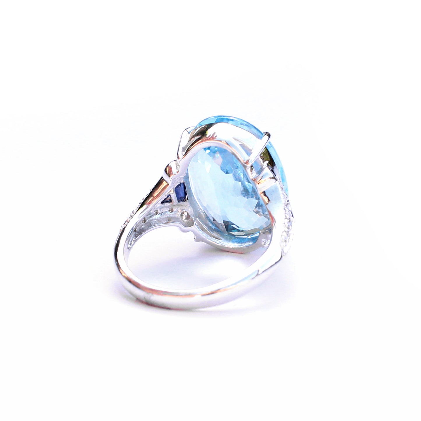 9ct White Gold Topaz Sapphire & Diamond Cocktail Ring