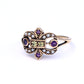 9ct Gold Victorian Style Amethyst Peridot & Pearl Fleur Di Lis Ring