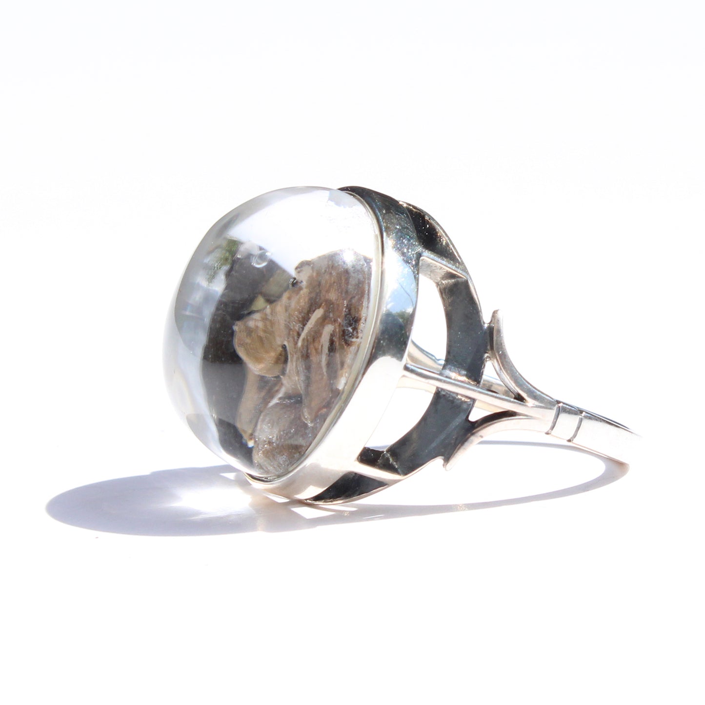 Vintage Sterling Silver Essex Crystal Ring with Spaniel Dog