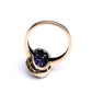 9ct Gold Amethyst Peridot & Pearl Suffragette Style Ring