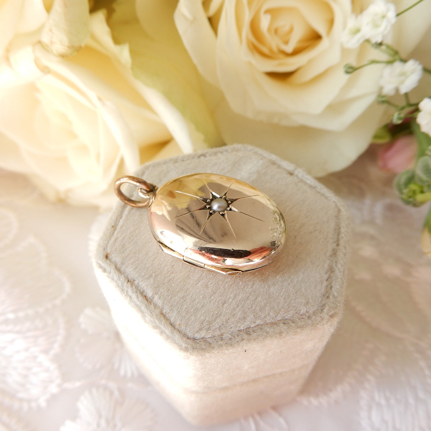 Antique 9ct Gold Seed Pearl Locket