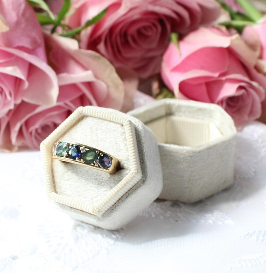 9ct Multi Sapphire & Diamond Ring Size 6.75/ UK N