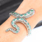 Sterling Silver Emerald Ruby Marcasite Snake Cuff Bracelet