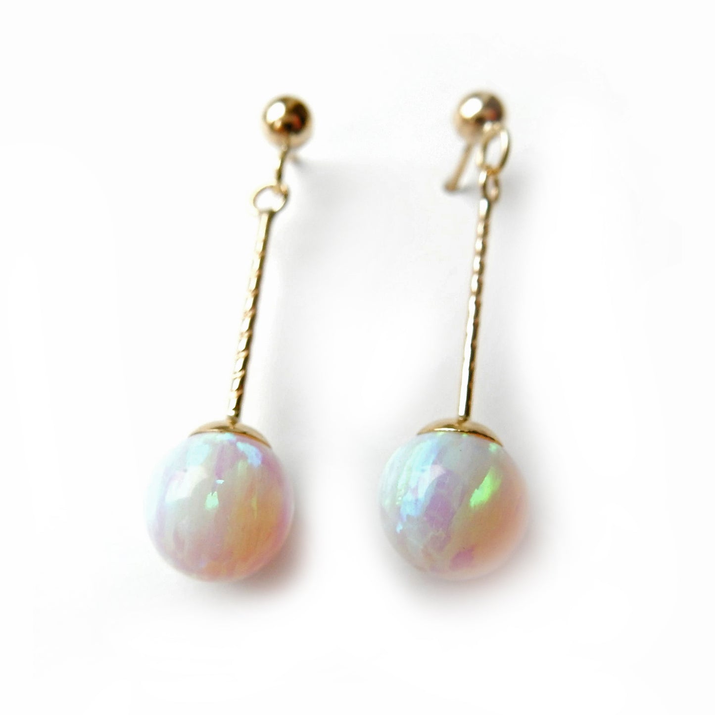 9ct Gold Opal Ball Drop Earrings