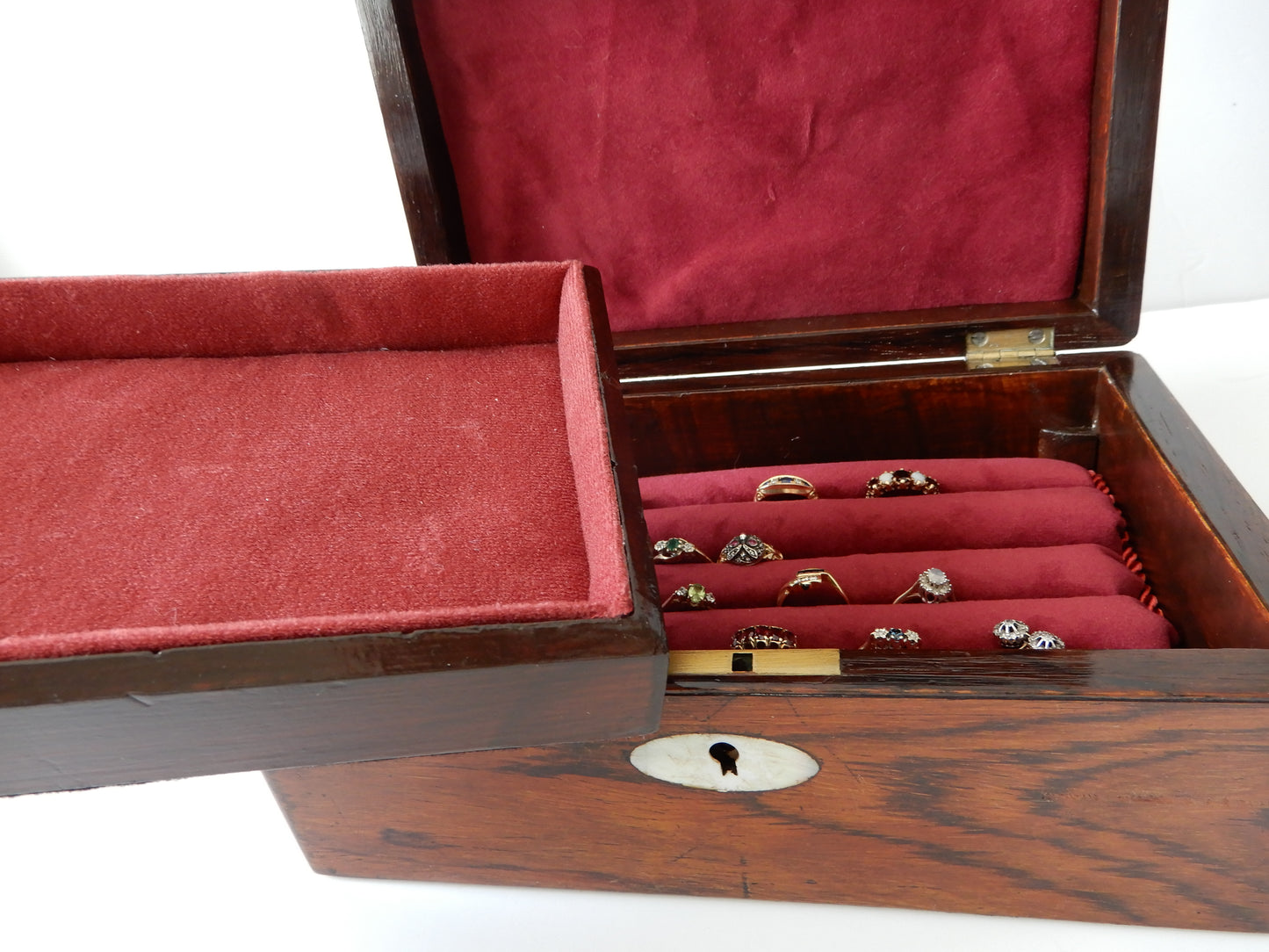 Antique Mahogany Multi Ring Jewellery Box