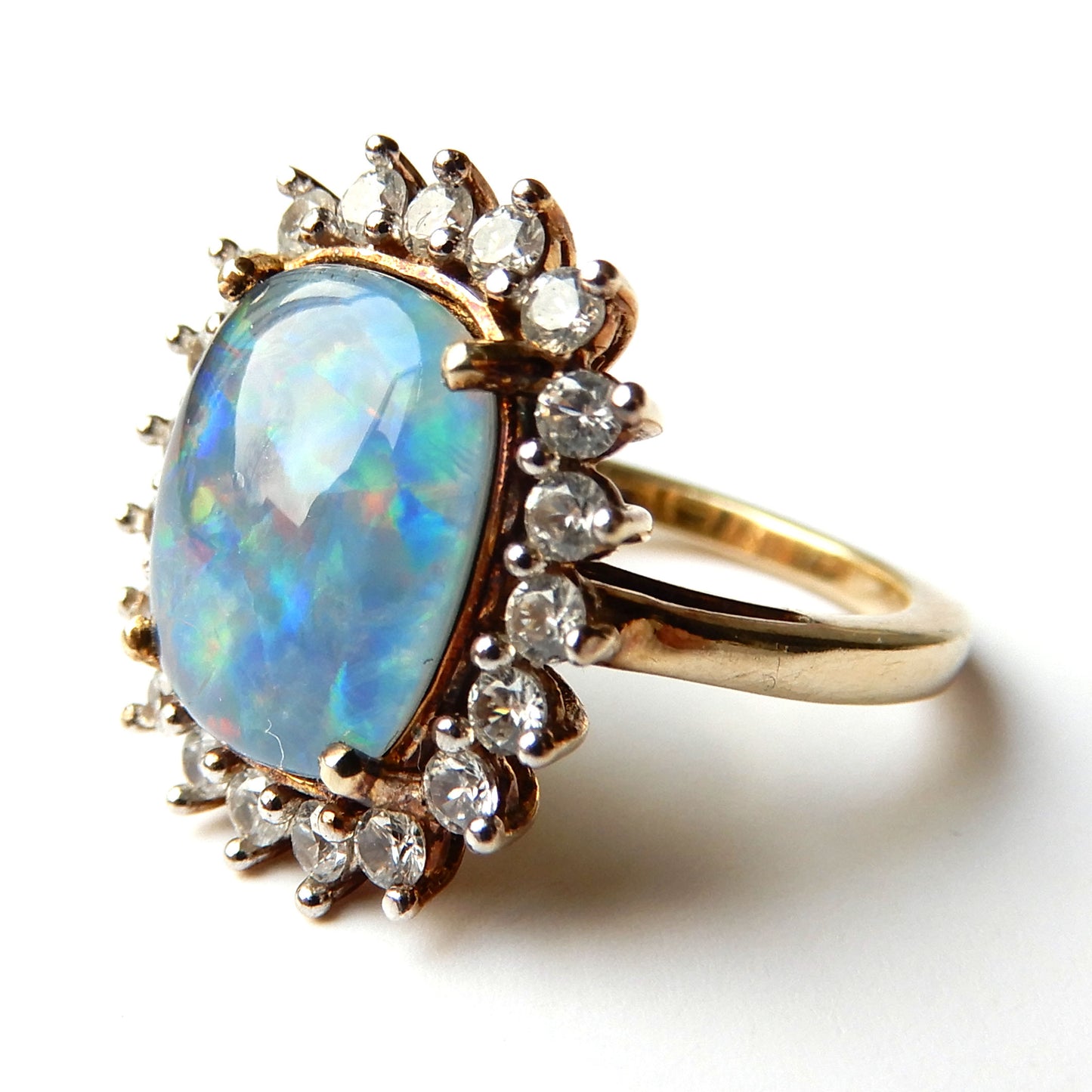 Vintage Solid Silver Vermeil Opal Doublet Ring