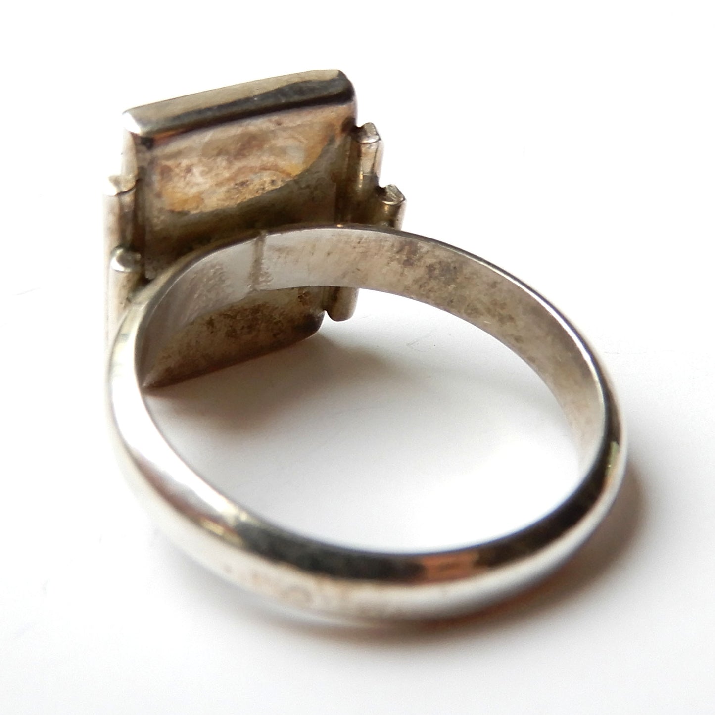 Vintage Sterling Silver Amber Ring