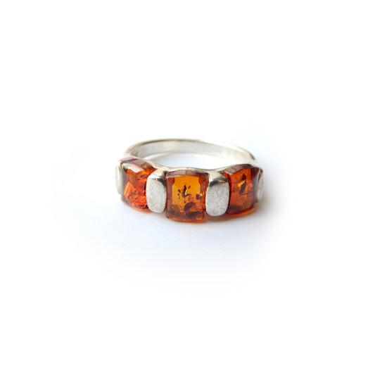 Vintage Sterling Silver Baltic Amber Ring