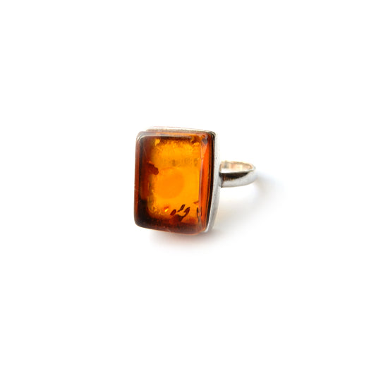 Vintage Sterling Silver Baltic Amber Ring