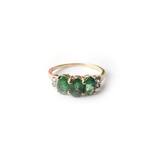 10ct Gold Emerald & Zircon Ring