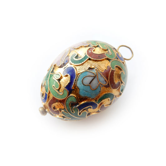 Vintage Chinese Cloisonné Enamel Egg Pendant