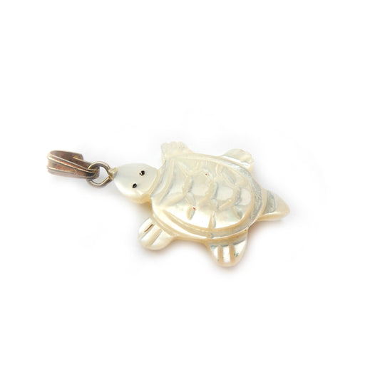 Vintage Carved Mother of Pearl Turtle Pendant