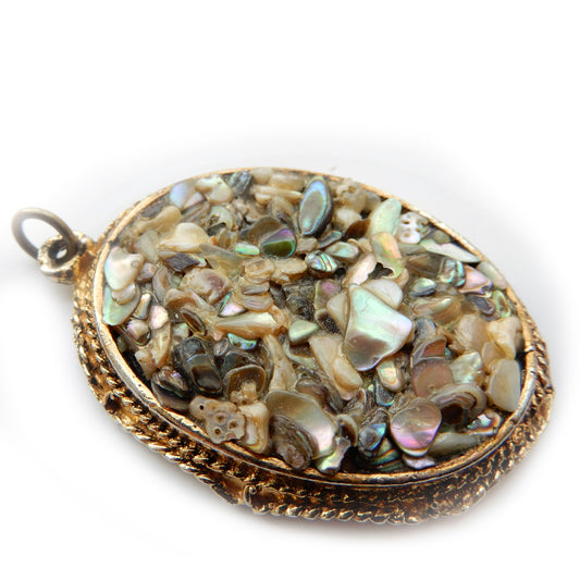 Vintage Hollywood Pendant with Abalone Pearl Chips