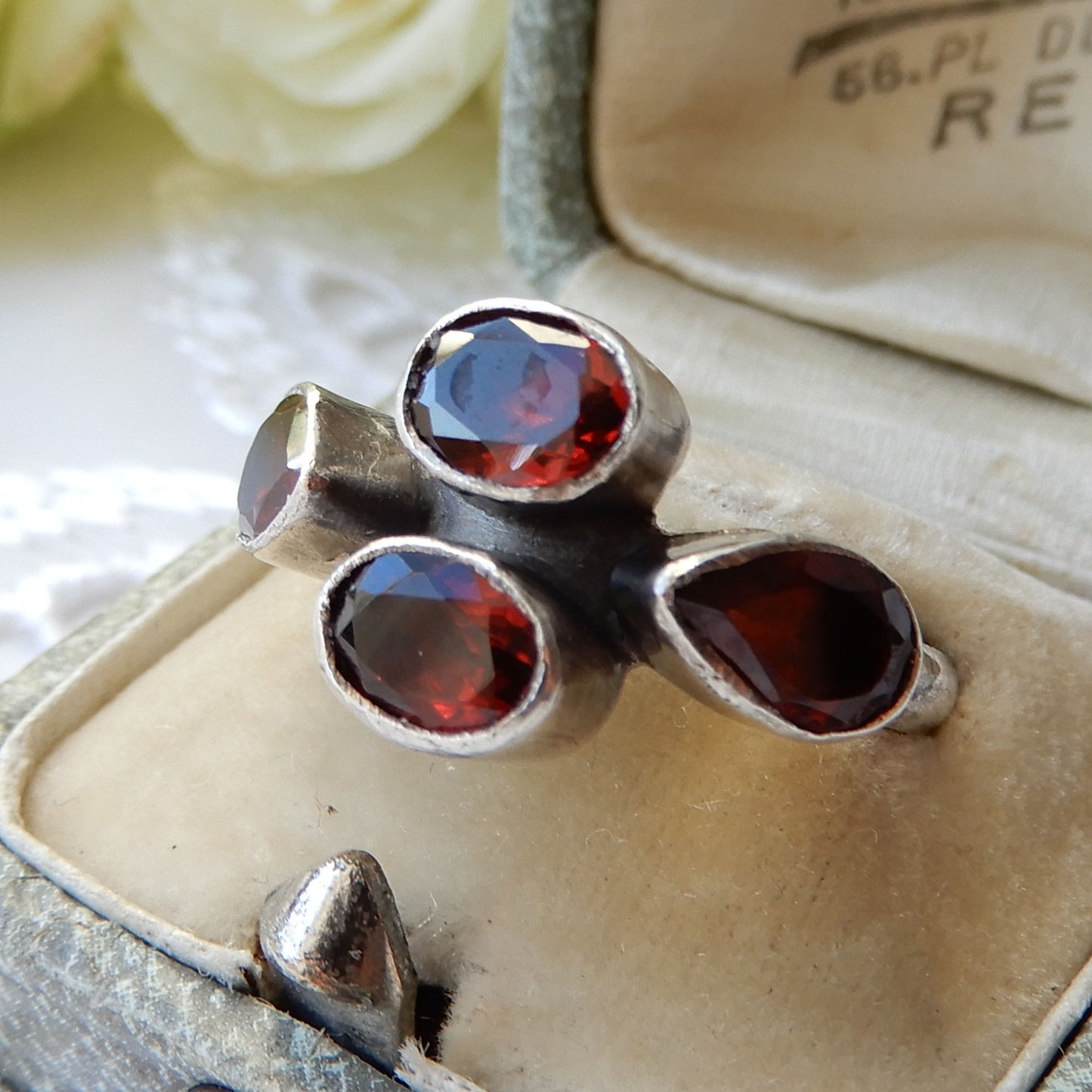 Vintage Sterling Silver Garnet Ring