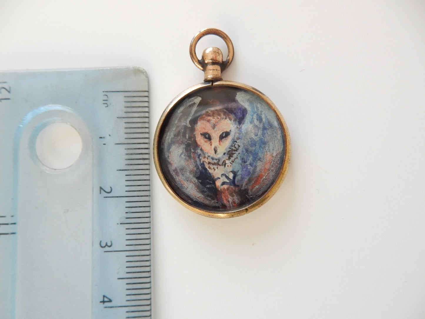 Antique Locket depicting Painted Portrait of Owl