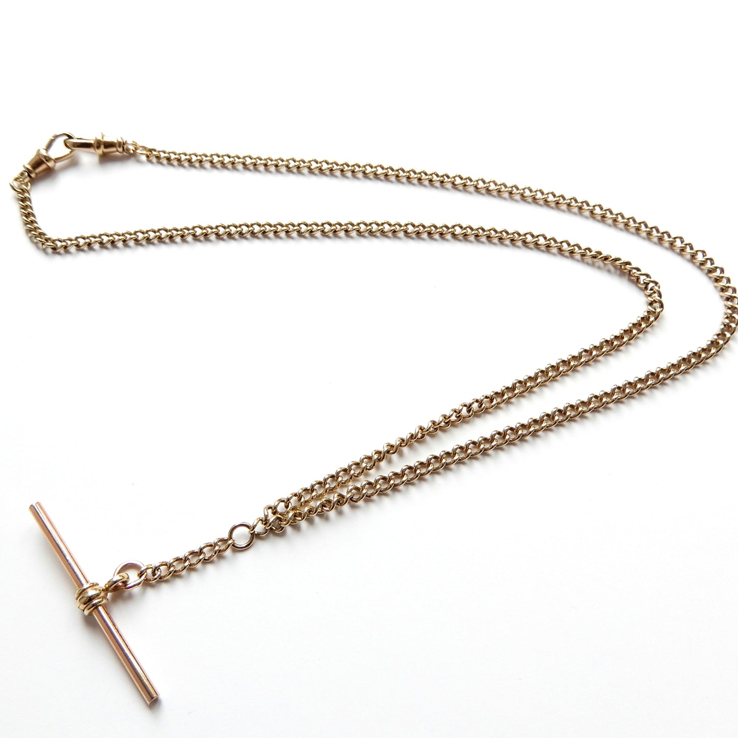 Vintage 9ct Gold T Bar Chain with Dog Clips 22" (19.8grams)