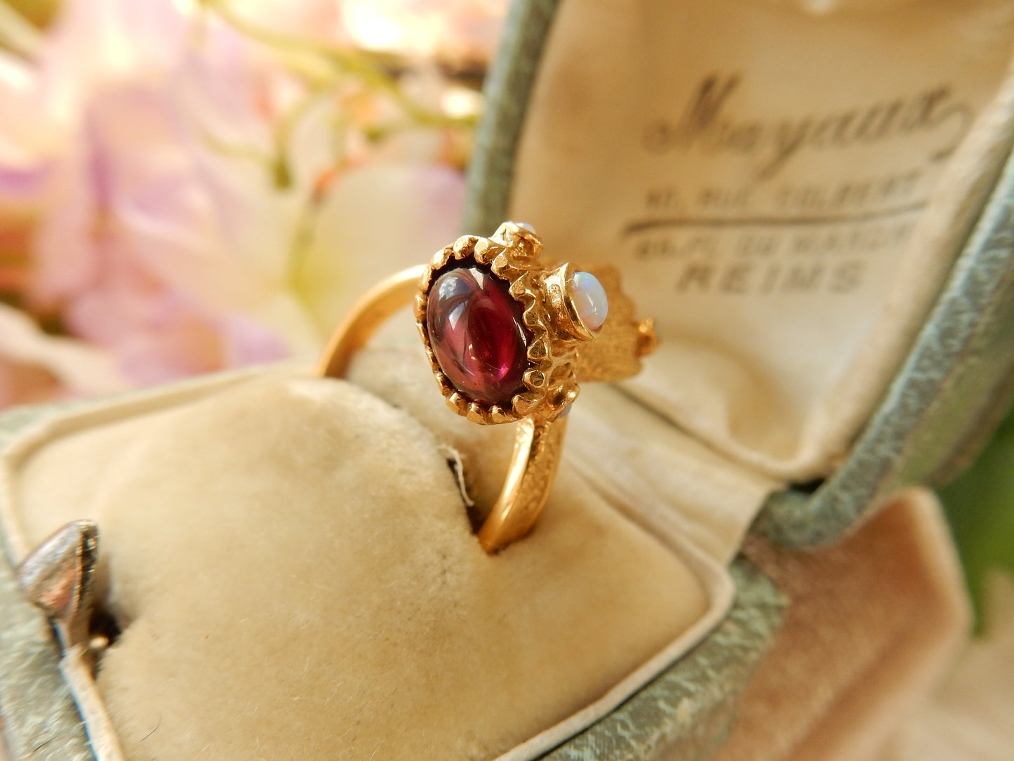 Victorian Style Opal & Garnet Figa Hand Ring