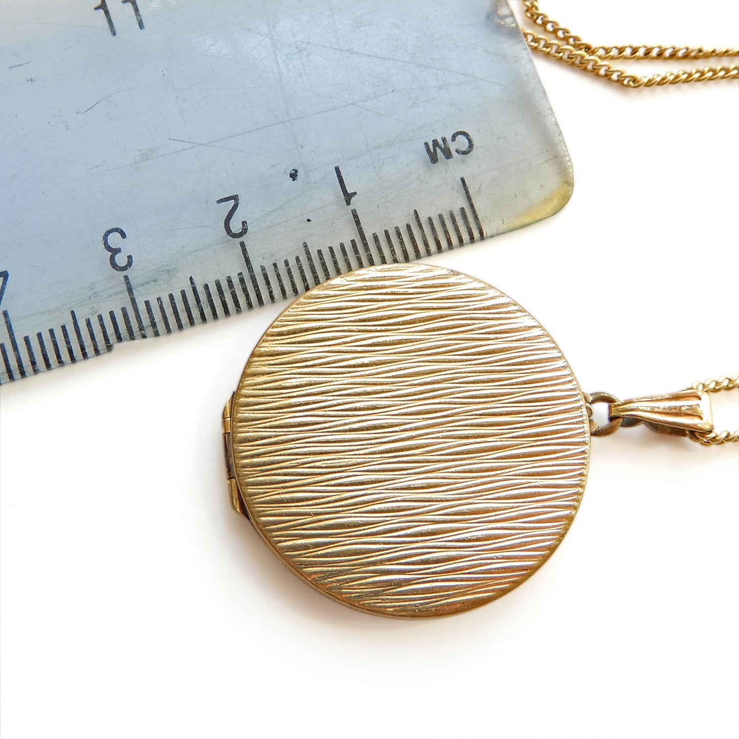 Vintage Rolled Gold Circle Locket with Long Chain