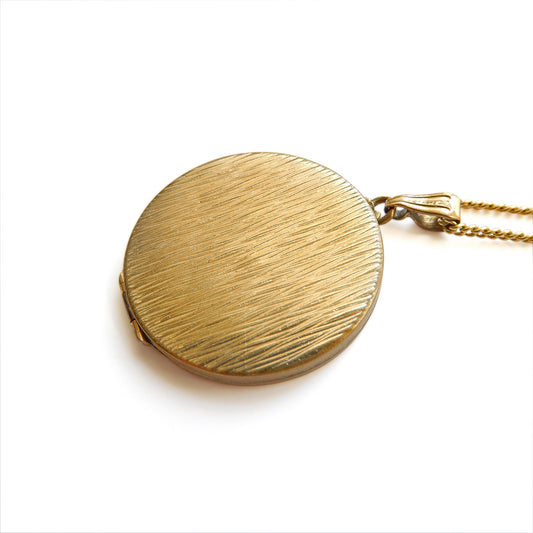 Vintage Rolled Gold Circle Locket with Long Chain