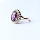 Antique 9ct Amethyst with Pearl Halo Ring