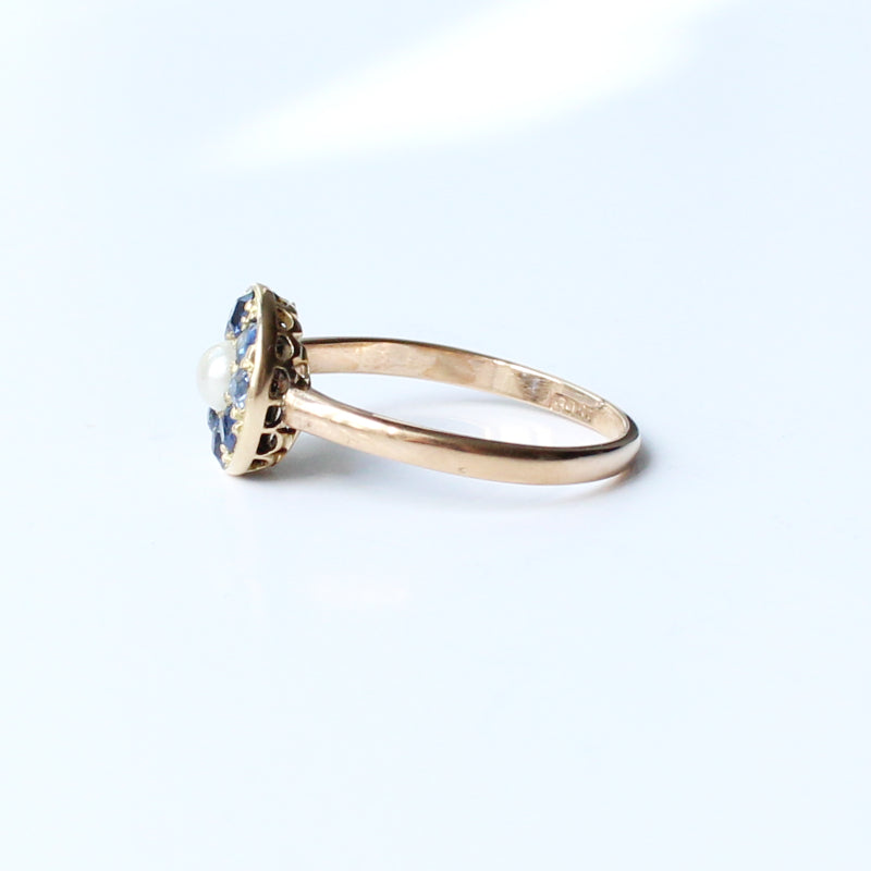 Layaway for JH Antique 18ct Gold Sapphire & Pearl Ring