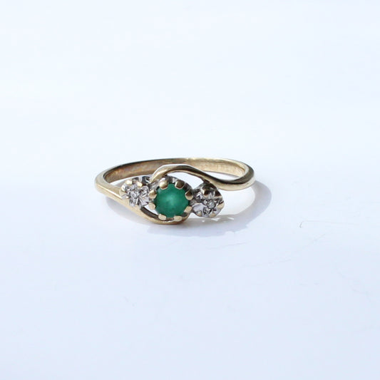 Antique 14ct Gold Emerald & Diamond Trilogy
