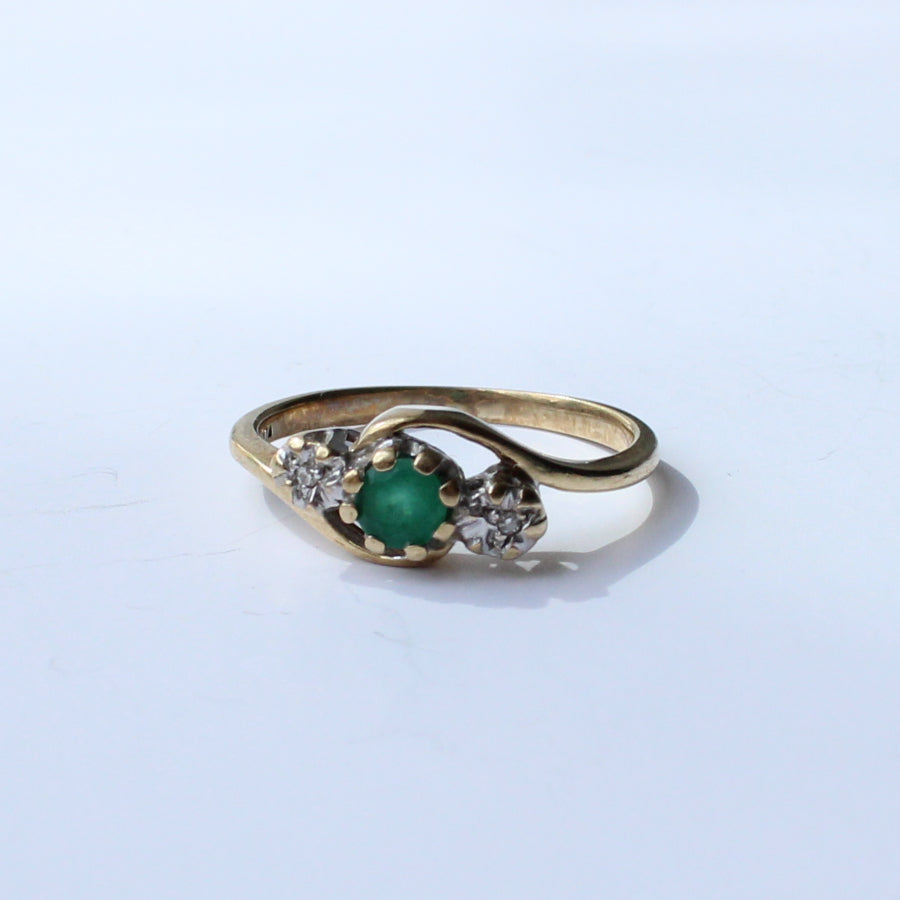 Antique 14ct Gold Emerald & Diamond Trilogy