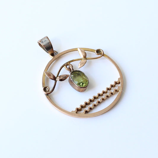 Sweet Antique Peridot Circle Pendant