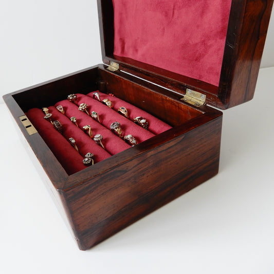 Antique Mahogany Multi Ring Jewellery Box