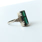 Art Deco 9ct White Gold Green Tourmaline Ring