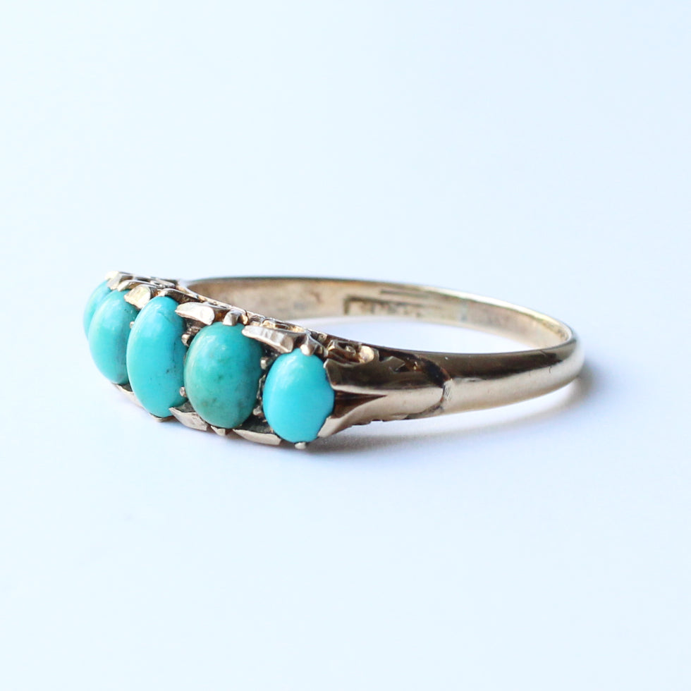 Antique 18ct Turquoise Five Stone Ring