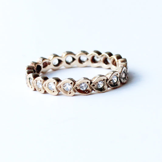 Vintage 9ct Gold Spinel Heart Eternity Band